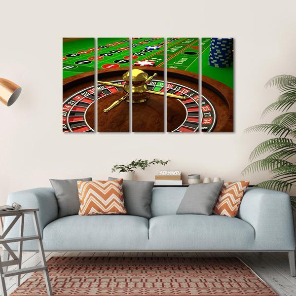 Casino Roulette Canvas Wall Art-5 Horizontal-Gallery Wrap-22&quot; x 12&quot;-Tiaracle