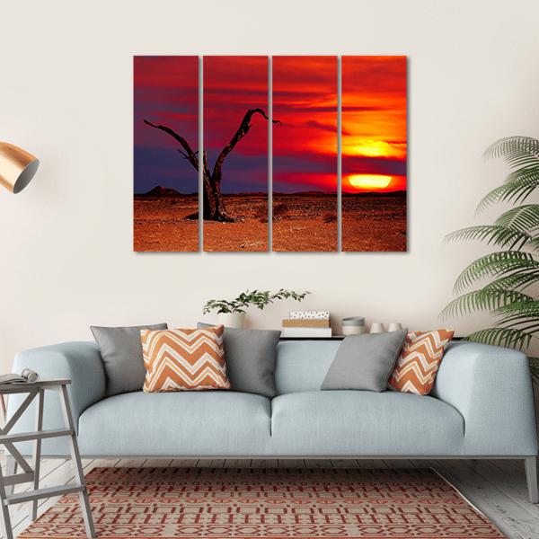 Dead Tree In Desert Canvas Wall Art-4 Horizontal-Gallery Wrap-34" x 24"-Tiaracle