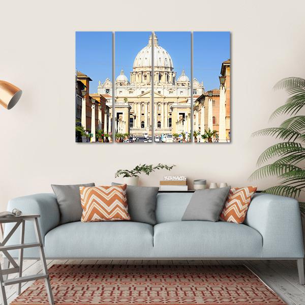 Basilica Di San Pietro Canvas Wall Art-4 Horizontal-Gallery Wrap-34" x 24"-Tiaracle