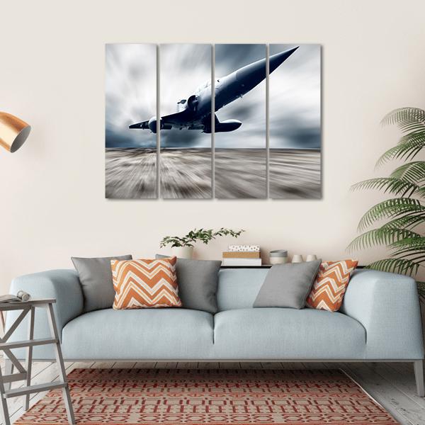 Military Airplane Taking Off Canvas Wall Art-4 Horizontal-Gallery Wrap-34" x 24"-Tiaracle
