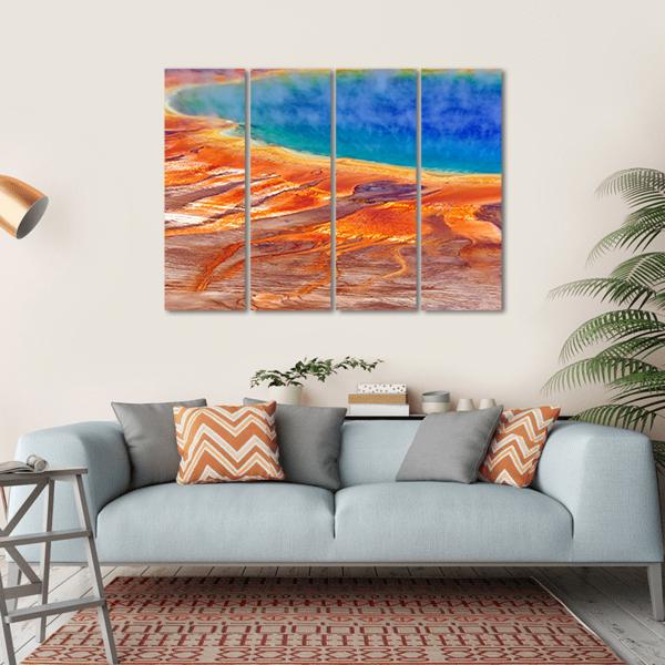 Watercolor Grand Prismatic Spring Canvas Wall Art-4 Horizontal-Gallery Wrap-34" x 24"-Tiaracle