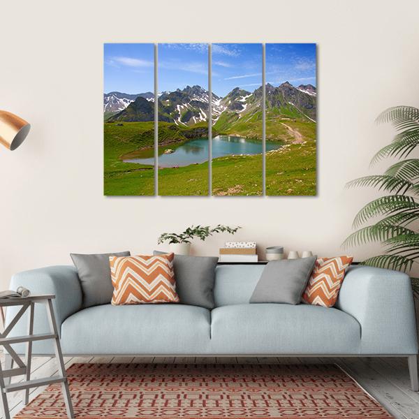 Summer Alpine Landscape Canvas Wall Art-4 Horizontal-Gallery Wrap-34" x 24"-Tiaracle
