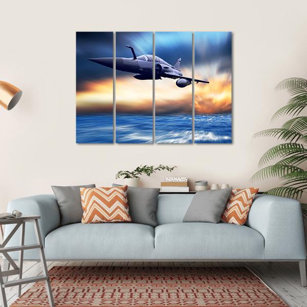 Military Airplane On Speed Canvas Wall Art-4 Horizontal-Gallery Wrap-34" x 24"-Tiaracle