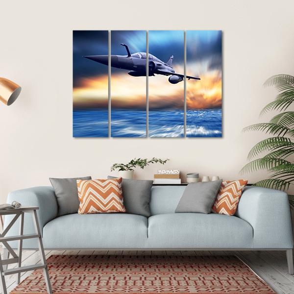 Military Airplane On Speed Canvas Wall Art-1 Piece-Gallery Wrap-36" x 24"-Tiaracle