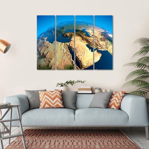 Middle East Satellite View Canvas Wall Art-4 Horizontal-Gallery Wrap-34" x 24"-Tiaracle