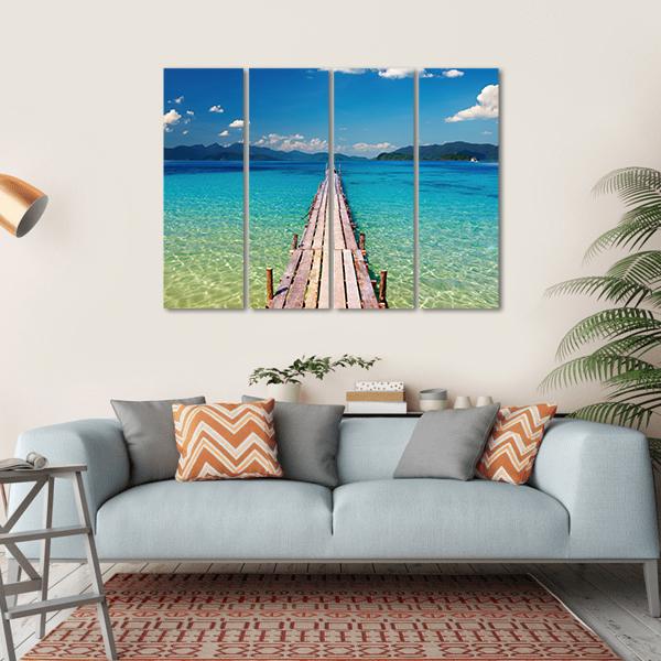 View Of Wooden Pier In Thailand Canvas Wall Art-4 Horizontal-Gallery Wrap-34" x 24"-Tiaracle