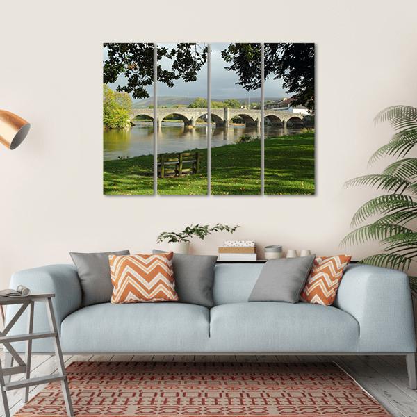 Bridge Over River Wye Canvas Wall Art-4 Horizontal-Gallery Wrap-34" x 24"-Tiaracle