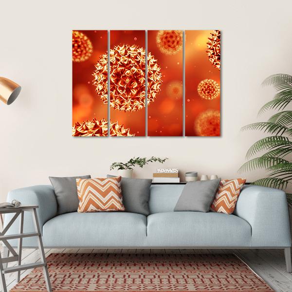 Close Up Of Virus Structure Canvas Wall Art-4 Horizontal-Gallery Wrap-34" x 24"-Tiaracle