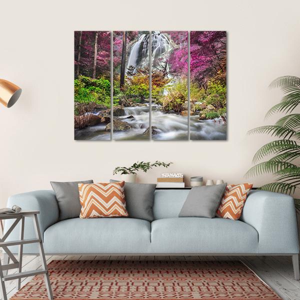 Klonglan Waterfall Thailand Canvas Wall Art-4 Horizontal-Gallery Wrap-34" x 24"-Tiaracle