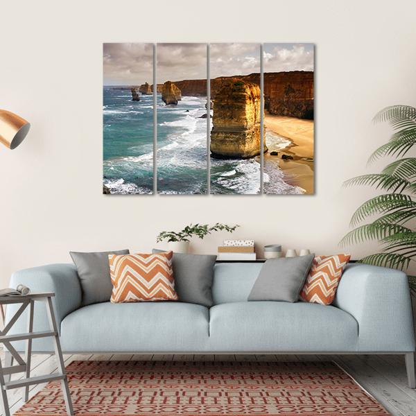 Apostles In Australia Canvas Wall Art-4 Horizontal-Gallery Wrap-34" x 24"-Tiaracle