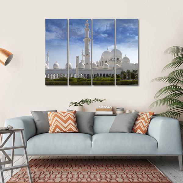 Sheikh Zayed Mosque In Abu Dhabi Canvas Wall Art-4 Horizontal-Gallery Wrap-34" x 24"-Tiaracle