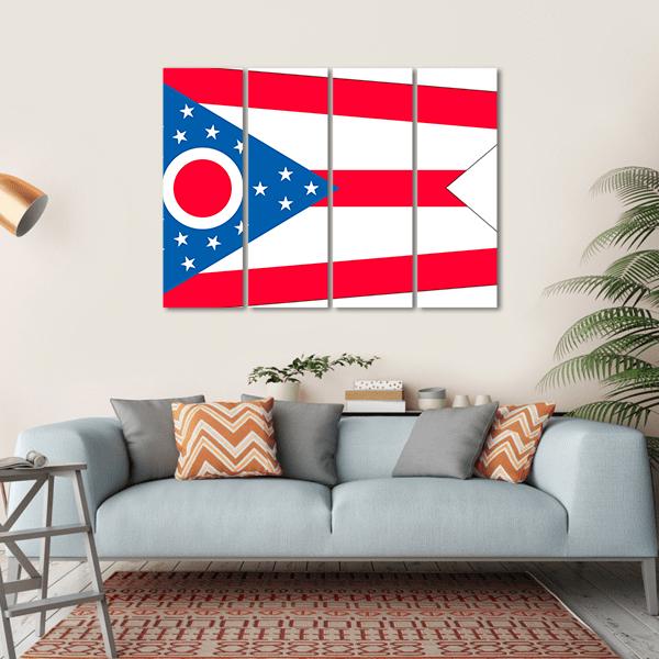 Ohio State Flag Canvas Wall Art-4 Horizontal-Gallery Wrap-34" x 24"-Tiaracle