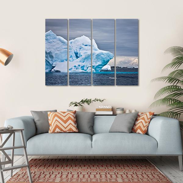 Huge Iceberg In Antarctica Dark Sky Canvas Wall Art-4 Horizontal-Gallery Wrap-34" x 24"-Tiaracle