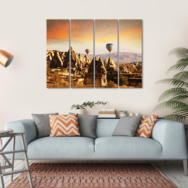 Cappadocia In Turkey Canvas Wall Art-4 Horizontal-Gallery Wrap-34" x 24"-Tiaracle