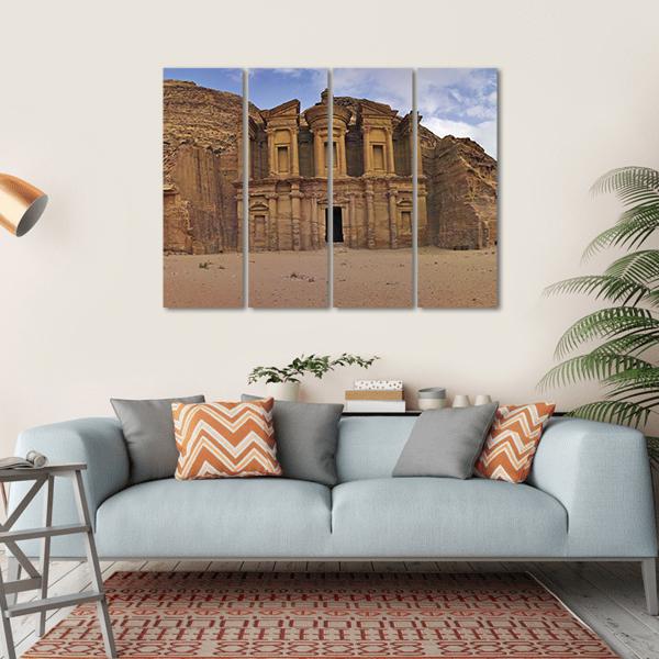 Ad-Deir In Petra Jordan Canvas Wall Art-4 Horizontal-Gallery Wrap-34" x 24"-Tiaracle