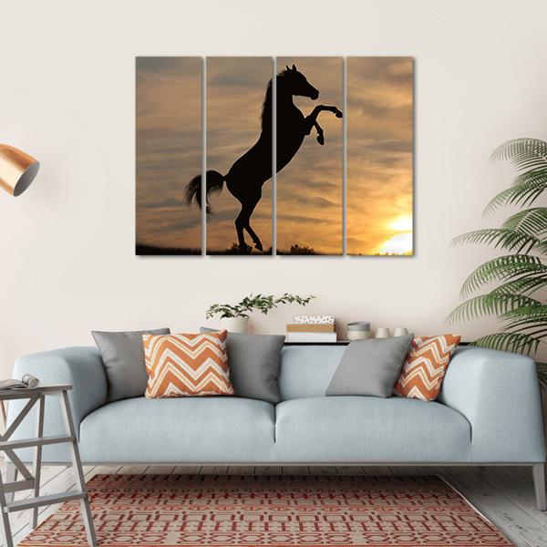 Horse In Sunset Canvas Wall Art-4 Horizontal-Gallery Wrap-34" x 24"-Tiaracle