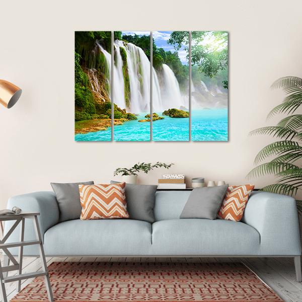 Ban Gioc Waterfall Vietnam Canvas Wall Art-4 Horizontal-Gallery Wrap-34" x 24"-Tiaracle