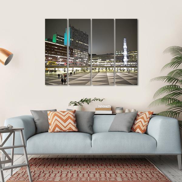 Sergels Torg Square In Stockholm City Canvas Wall Art-4 Horizontal-Gallery Wrap-34" x 24"-Tiaracle