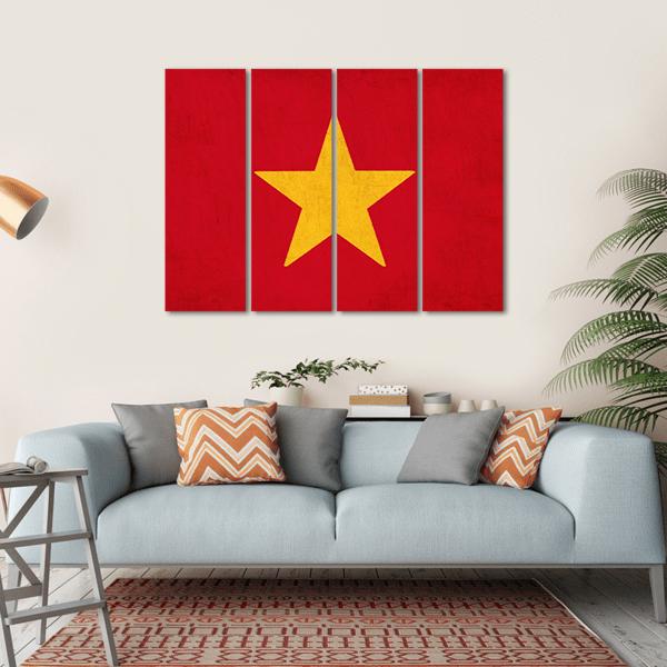 Vietnam Flag Canvas Wall Art-4 Horizontal-Gallery Wrap-34" x 24"-Tiaracle