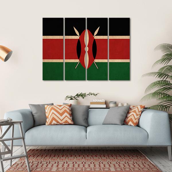 Kenya Flag Canvas Wall Art-4 Horizontal-Gallery Wrap-34" x 24"-Tiaracle