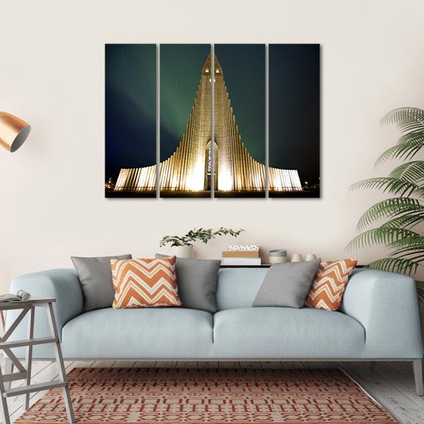 Church In Reykjavik Canvas Wall Art-4 Horizontal-Gallery Wrap-34" x 24"-Tiaracle