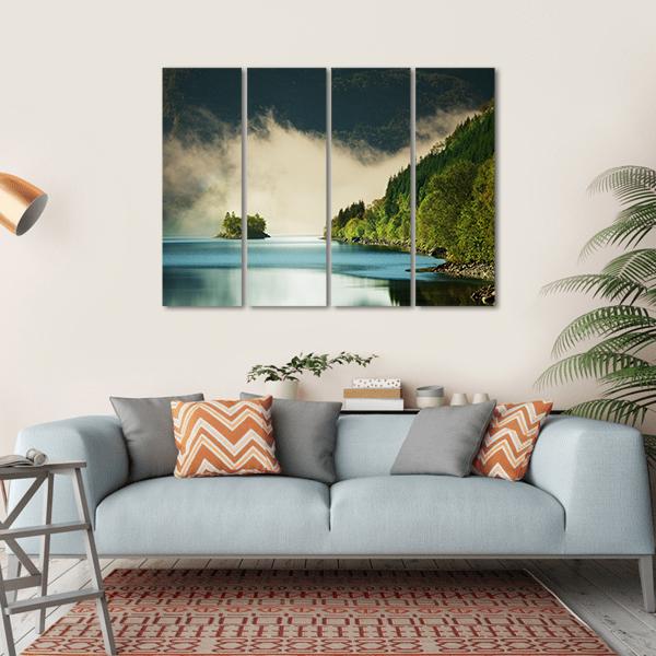 Fog On Lake Canvas Wall Art-4 Horizontal-Gallery Wrap-34" x 24"-Tiaracle