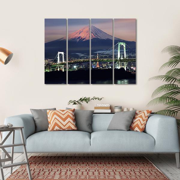 Mt Fuji Surreal View Canvas Wall Art-4 Horizontal-Gallery Wrap-34" x 24"-Tiaracle