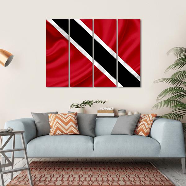 Waving Trinidad &amp; Tobago Flag Canvas Wall Art-4 Horizontal-Gallery Wrap-34" x 24"-Tiaracle