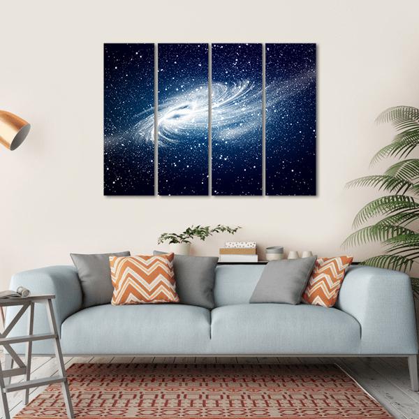 Spiral Galaxy Against Black Space Canvas Wall Art-4 Horizontal-Gallery Wrap-34" x 24"-Tiaracle