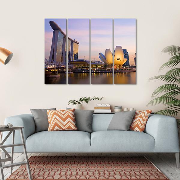 Singapore's Financial District Canvas Wall Art-4 Horizontal-Gallery Wrap-34" x 24"-Tiaracle