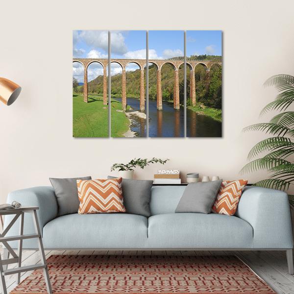 Old Bridge Over River Tweed Canvas Wall Art-4 Horizontal-Gallery Wrap-34" x 24"-Tiaracle