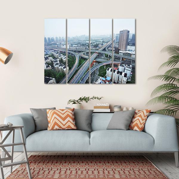 Road Junction At Hangzhou Canvas Wall Art-4 Horizontal-Gallery Wrap-34" x 24"-Tiaracle