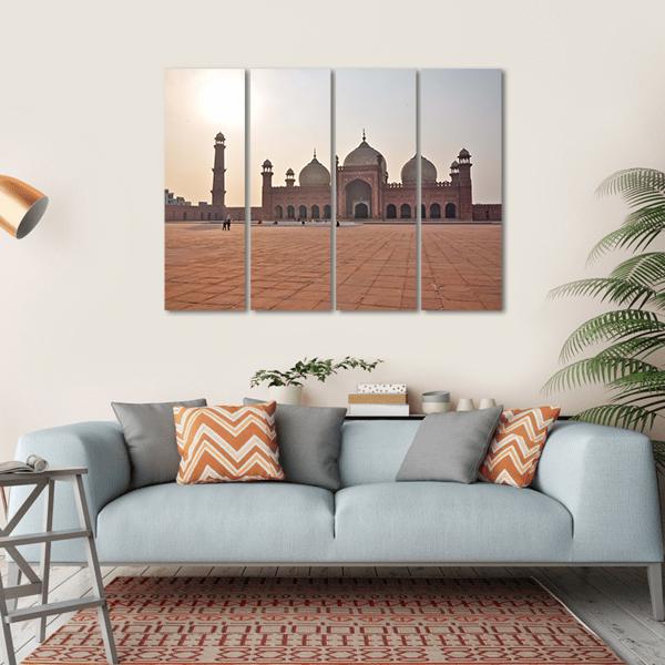Badshahi Mosque In Lahore Canvas Wall Art-4 Horizontal-Gallery Wrap-34" x 24"-Tiaracle