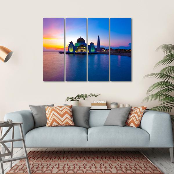 Masjid Selat Melaka Canvas Wall Art-4 Horizontal-Gallery Wrap-34" x 24"-Tiaracle