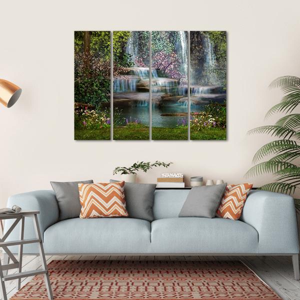 Magical Waterfalls Canvas Wall Art-4 Horizontal-Gallery Wrap-34" x 24"-Tiaracle