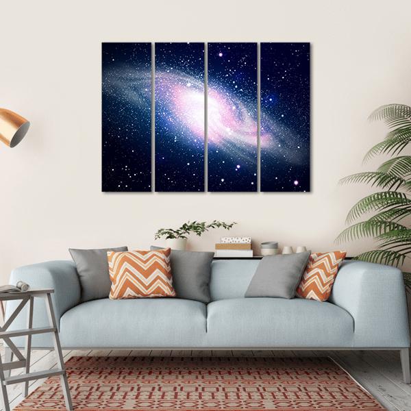 Glowing Galaxy &amp; Stars Canvas Wall Art-4 Horizontal-Gallery Wrap-34" x 24"-Tiaracle