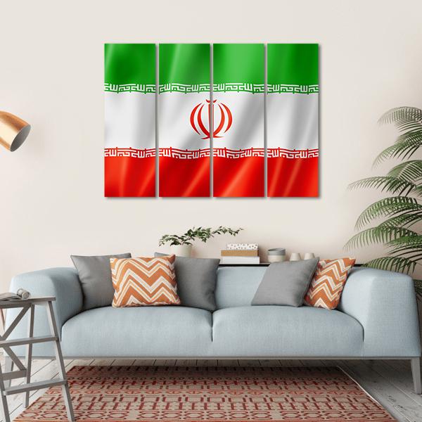 View Of Iran Flag Canvas Wall Art-4 Horizontal-Gallery Wrap-34" x 24"-Tiaracle