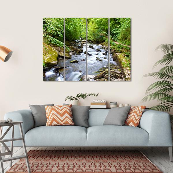 River Lyn Waters Meet Near Lynton Canvas Wall Art-4 Horizontal-Gallery Wrap-34" x 24"-Tiaracle