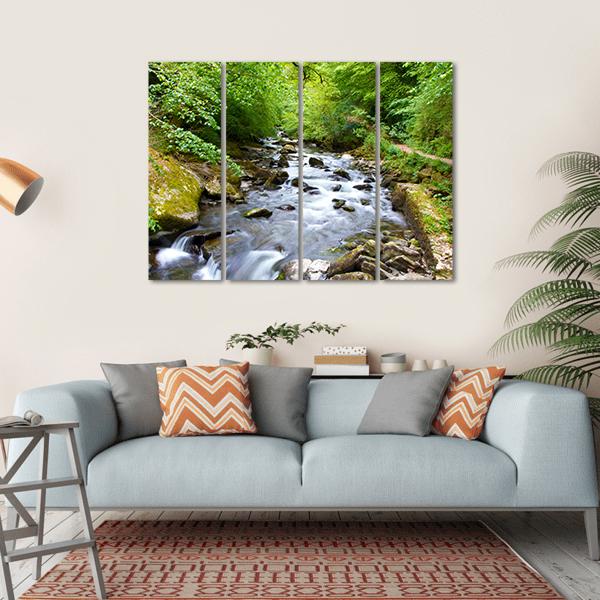 River Lyn Waters Meet Near Lynton Canvas Wall Art-1 Piece-Gallery Wrap-36" x 24"-Tiaracle