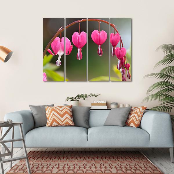 Bleeding Heart Flowers Canvas Wall Art-4 Horizontal-Gallery Wrap-34" x 24"-Tiaracle