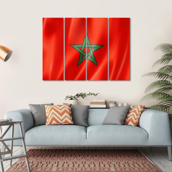 Morocco Flag Canvas Wall Art-4 Horizontal-Gallery Wrap-34" x 24"-Tiaracle