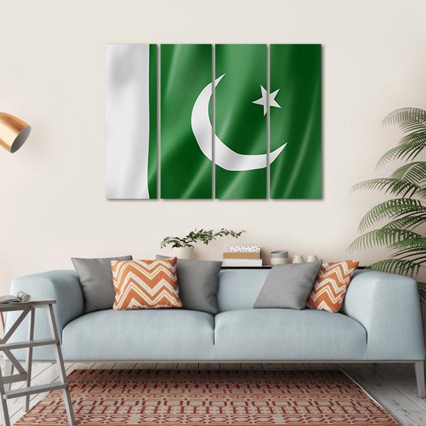 Pakistan Flag Canvas Wall Art-4 Horizontal-Gallery Wrap-34" x 24"-Tiaracle
