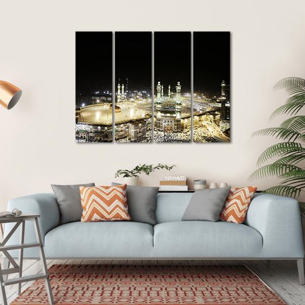 Holy Kaaba At Night Canvas Wall Art-4 Horizontal-Gallery Wrap-34" x 24"-Tiaracle