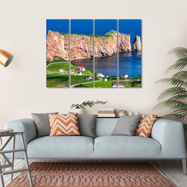 Perce Rock In Gaspe Canvas Wall Art-4 Horizontal-Gallery Wrap-34" x 24"-Tiaracle