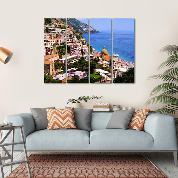 Town Of Positano On Amalfi Coast Canvas Wall Art-4 Horizontal-Gallery Wrap-34" x 24"-Tiaracle