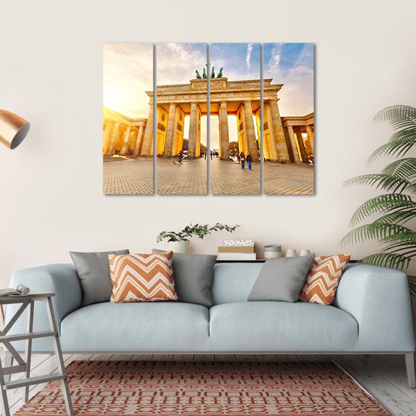 Brandenburg Gate At Sunset Canvas Wall Art-4 Horizontal-Gallery Wrap-34" x 24"-Tiaracle