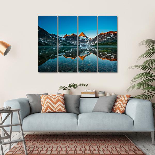 Reflection Of Mount Assiniboine Canvas Wall Art-1 Piece-Gallery Wrap-36" x 24"-Tiaracle