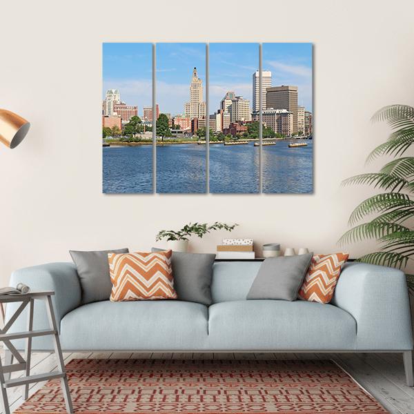 View Of Skyline Of Providence Canvas Wall Art-4 Horizontal-Gallery Wrap-34" x 24"-Tiaracle