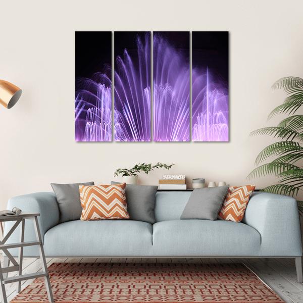 Purple Dancing Fountains Canvas Wall Art-4 Horizontal-Gallery Wrap-34" x 24"-Tiaracle