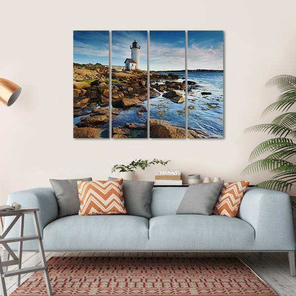 Annisquam Lighthouse Massachusetts Canvas Wall Art-4 Horizontal-Gallery Wrap-34" x 24"-Tiaracle
